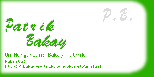 patrik bakay business card